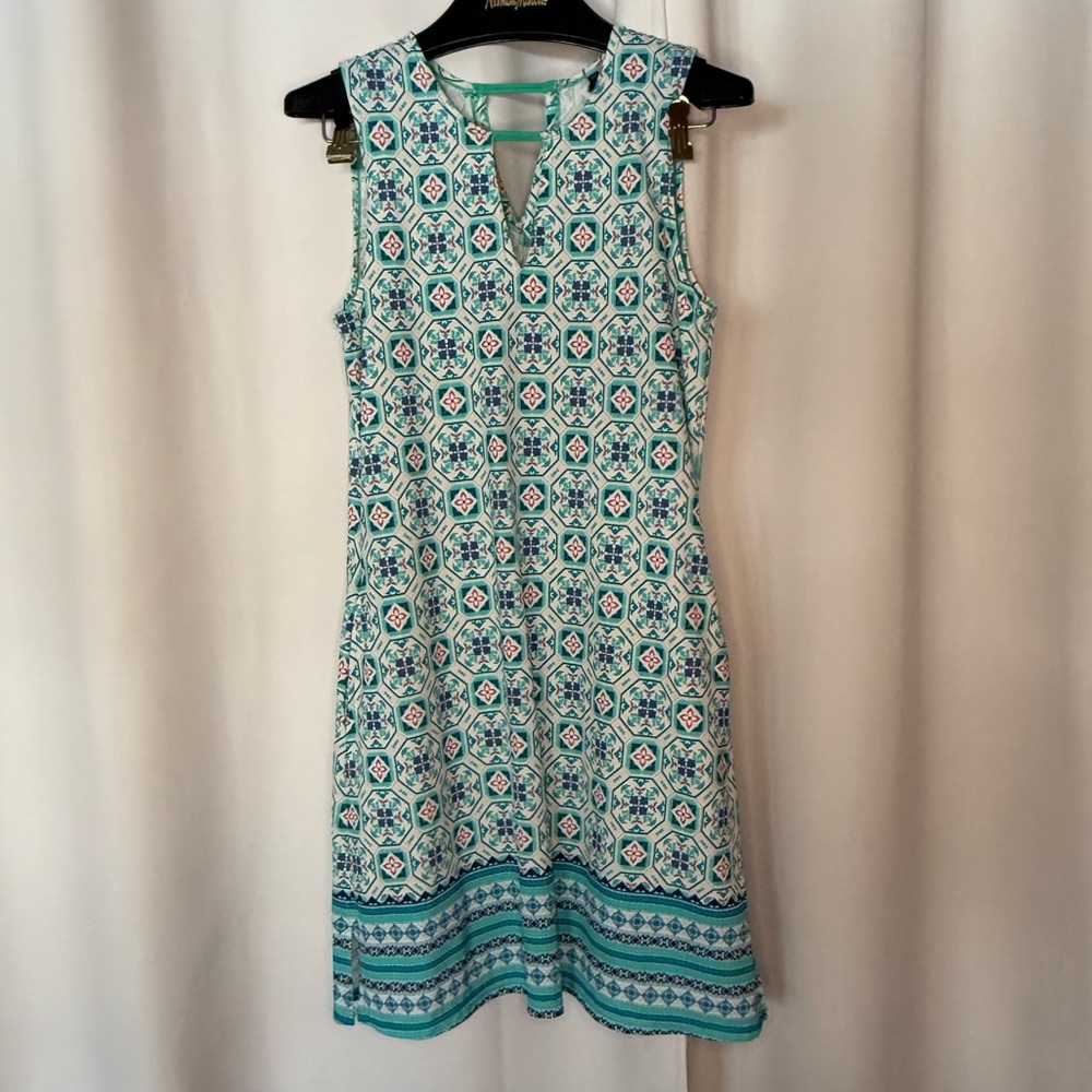Aqua art Sol Teal Patterned Mini Dress Swim Coverup